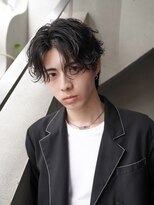 カライング(ing) スーツ短髪ツーブロック束感モテる黒髪シークレットパーマ流行