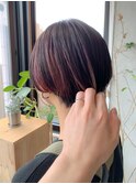 丸みショート、前髪インナーカラー、フェイスフレーミングカラー