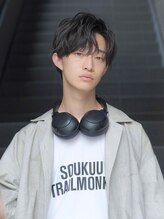 エムスラッシュ アヴェダ 自由が丘(M.SLASH AVEDA) ニュアンスパーマ/毛流れパーマ/サイドパート/アッシュオリーブ