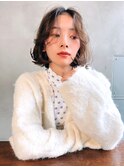 mowen 南堀江　パーマボブ　グレージュ