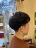 メンズカット＋ポイントパーマ＋ブラック5分スパ