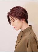 ワインレッド × ハンサムショート
