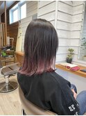 グラデーション　ピンクパープル×大人くびれヘア