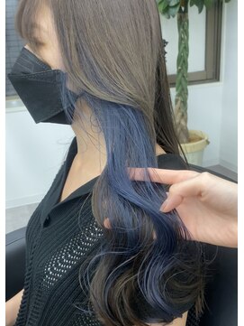 エイト 川崎店(EIGHT) 艶グレージュ★インナーカラーネイビーブルー［川崎］