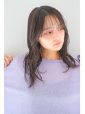 くびれ 抜け感セミロングレイヤー シースルーバング グレージュ