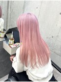 ホワイトピンク/ストレートロングヘア