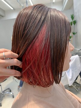 テトヘアー(teto hair) シルキーボブ、インナーカラー、ピンク