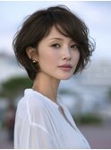 ☆ホワイトグレージュミニウルフデジタルパーマチェリーブラウン
