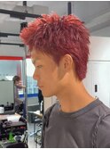 スパイキーショート赤髪メンズショート