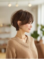 ハピネスフィール 宇治店(Happiness FEEL)&nbsp;顔周りカット丸みショート／ウォームベージュ