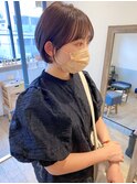丸みナチュラルショート耳かけ小顔カット20代30代40代前下がり