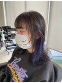 ＊インナーカラーラベンダーパープル×ブリーチなしグレージュ
