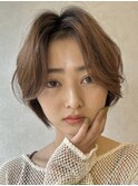 ミルクティベージュカラーミニボブ大人ショートボブショート