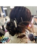 【ヘアセット】 浴衣 着物 シニヨン風 ゆるふわまとめ 飾り付き