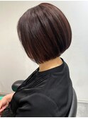 丸みショートボブ 前下がりショート ナチュラルブラウン