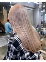 リムレスバイサンク 万代 新潟駅(LIMLESS by cinq) ミルクティーベージュケアブリーチハイトーンカラーダブルカラー