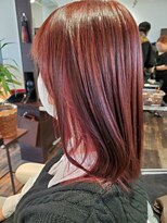 トゥルートラスト アン 下石田店(True Trust un)&nbsp;うる艶バーガンディー暖色カラーツヤ感◎ミディアムストレート