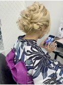 ロープ編みゆるお団子アップ浴衣ヘアアレンジ　美由紀