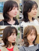 パークレーン アイス イヴェン(park lane ICI yeven)&nbsp;シースルーバング　サイドバング　外ハネ　くびれミディアム