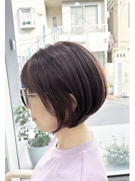 プラグ(Plug) 丸みショートボブ骨格似合わせカット白髪ピンクブラウン40代50代