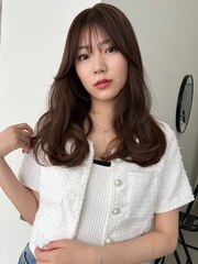 韓国風重めロング　レイヤー　シースルーバング　髪質改善