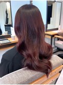 ブリーチなしボルドーカラーチェリーレッド*韓国風ゆる巻き