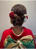 卒業式　成人式　振袖　ドレスヘア　編み込み＃2
