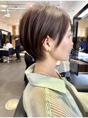 前髪カット＊イメチェンショートボブ＊カーキグレージュ
