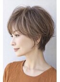 大人ショート 白髪ぼかし 脱白髪染め ハイライト40代50代60代