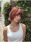 夏のレイヤーボブ×オレンジブラウン