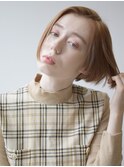 マッシュショートカーキグレージュ大人かわいいフェザーバング
