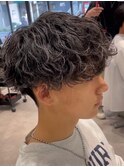 刈り上げマッシュ 波巻きパーマ