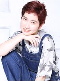 大人可愛い小顔美髪ツヤ髪くせ毛ショートチェリーブラウンA5