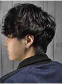 メンズショートビジネスツーブロックセンターパートフェード