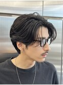 ニュアンスセンターパート毛流れパーマワンカールパーマ