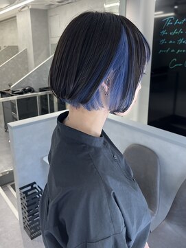 ファイブバイジエクト 堀江(FIVE by The Ect) インナーカラー×ツートンカラー×ショートボブ×ブルーカラー10