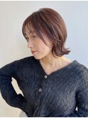 大人ショートボブフェイスレイヤー前髪あり丸顔外ハネK20250131