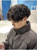 センターパートシャドウパーマ