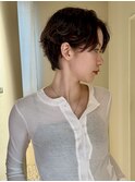 ショートパーマ銀座メガネ女子丸みショート大人可愛い小顔カット