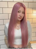 14258ブリーチ＆ダブルカラーベビーピンクホワイトピンクロング