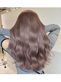 ピンクベージュ ブリーチカラー ハイトーン 韓国巻き