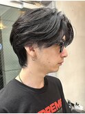 毛流れセンターパートニュアンスパーマ