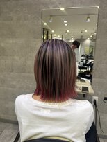 アンダーバーホワイト 天王寺阿倍野店(_WHITE)&nbsp;切りっぱなしボブ/デザインカラー/シャドウルーツ/ピンク