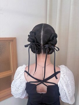 フェリーチェ 六本木店(Felice) ツインアレンジ リボンヘア タイトヘア ミディアムヘアセット