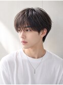 アッシュブラウン毛流れシースルーマッシュラウンドマッシュ