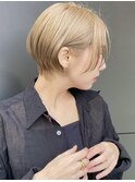 外国人風ショート ベージュ ハンサムショート ショートボブA0127