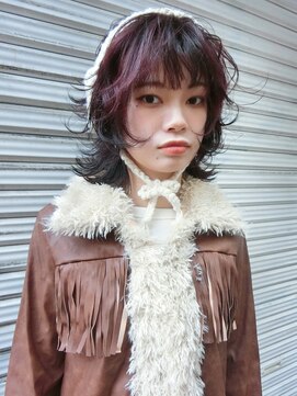 ★ミディアムレイヤーウルフカットハッシュカットシャギーレイヤ