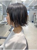 暗髪、グレー、就活ヘア、ボブ