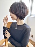 大人可愛い前髪ありのひし形マッシュショートパーマ３0代４0代