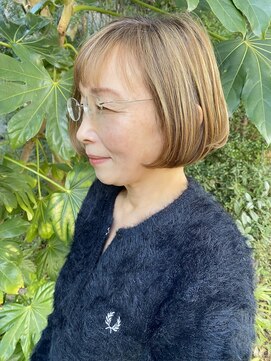 サラ 山口店(SARA) ダメージレス脱グレーカラー、ふんわりミセスボブ